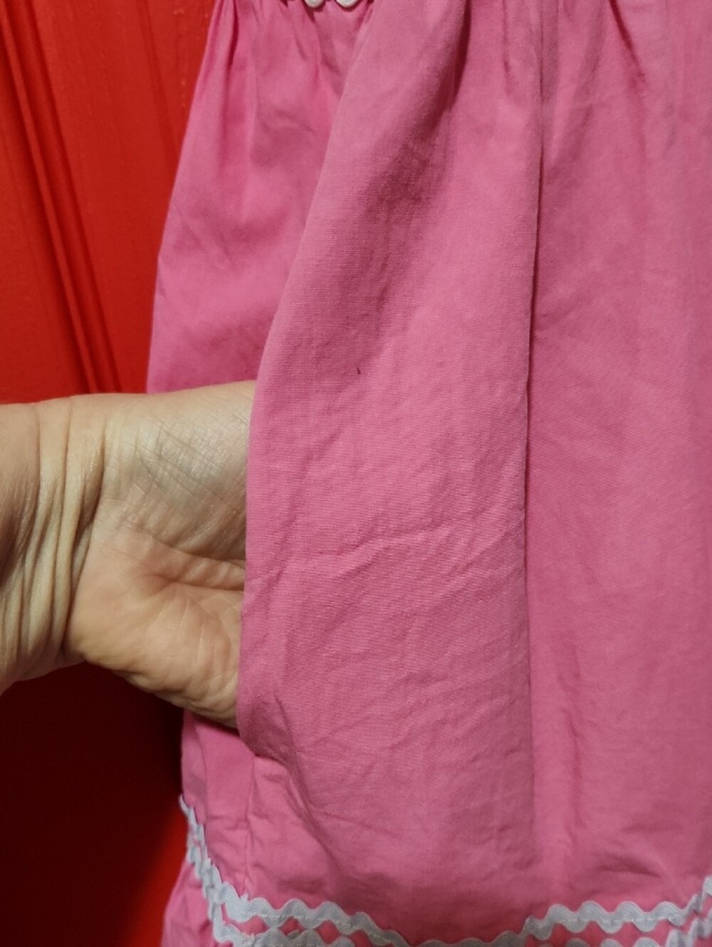 Sz M Pink Ruffle Dress With White/Green Trim - Picture 5 of 5